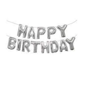 Silver Happy Birthday Foil Balloons