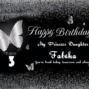 Butterfly Themed Birthday Backdrop in Black and Silver
