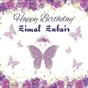 Butterfly Themed Birthday Backdrop in Purple Color
