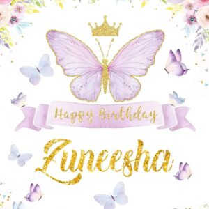 Butterfly Themed Birthday Backdrop in Lavender And Gold