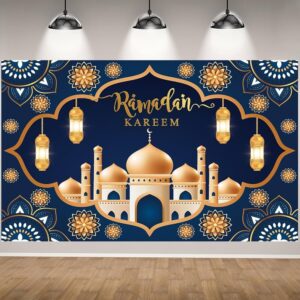Ramadan Mubarak Customise Backdrop in Navy Blue