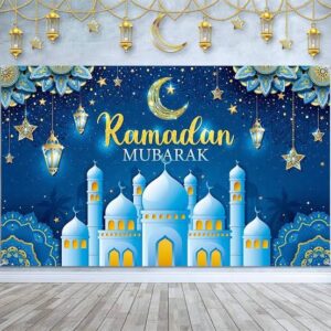Ramadan Mubarak Customise Backdrop in Blue